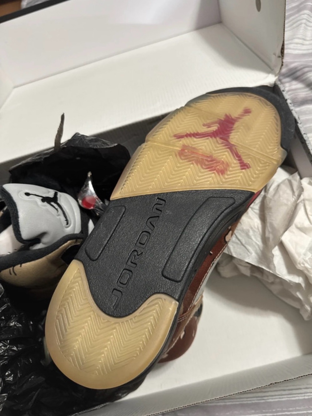 Supreme Tan and Black High-Top Sneakers - Picture 5 of 9
